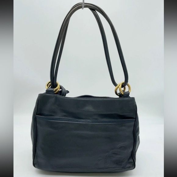 LOEWE Anagram Leather Navy Tote Bag - Picture 4 of 16